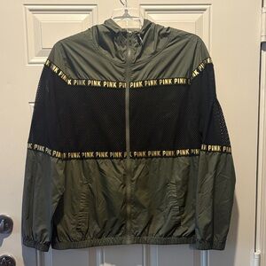 PINK Victoria's Secret Olive Jacket with Black Mesh